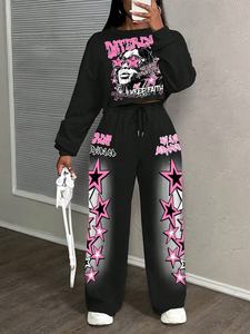 Custom Logo Women Winter Streetwear Plus Size Acid <b>Wash</b> Tracksuit Set High Quality Cotton Sports Jogger Wholesale - Product Image 6