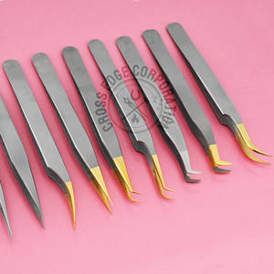 Pince à épiler professionnelle pour extensions de cils, à pointe en fibre, forme lune, pour isolation, pointe ultra-élargie, antidérapante, outil à 45 degrés - Product Image 5