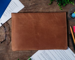 Nouveau cuir de vachette housse pour ordinateur portable pochette sac en cuir véritable pochette pour ordinateur portable 13 "14" pouces Macbook Pro LS-0058 - Product Image 2