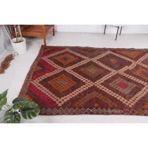 พรมวินเทจ ขนาด 5.6x10.2 ฟุต พรมขนาดใหญ่ ลายสัตว์สีแดง พรมขนสัตว์ตุรกี - Product Image 3