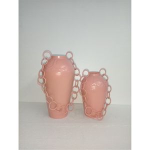 Jarrón Esférico Apilado Rosa Pastel Estilo Ins, Maceta Creativa Abstracta Geométrica |   Jarrón Esmaltado Mate para Eventos de Boda y Decoración - Product Image 2