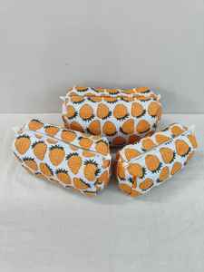 กระเป๋าใส่เครื่องสำอางผ้าฝ้าย 3 ชิ้น พร้อมลายสตรอว์เบอร์รี ซิปปิด น้ำหนักเบา สำหรับเดินทาง ความจุปานกลาง - Product Image 4