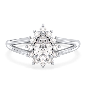 Anillo de Compromiso con Halo de Moissanita de Corte Pera de 0.88 Quilates, Oro Sólido de 14K/18K, Fabricante REYES, Regalo de Boda para Mujer, Joyería Fina - Product Image 6