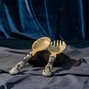 Serveurs à salade en corne de buffle avec poignée en résine Ensemble de cuillères à salade pour ustensiles de cuisine Du dernier serveur à salade exigeant - Product Image 4