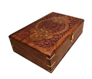 Gran oferta, caja de madera moderna hecha a mano de lujo, artesanías de madera personalizadas con diseño único, caja de madera tallada a mano barnizada de alta calidad - Product Image 2