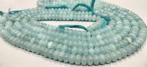 Haute qualité 8mm aigue-marine Quartz Rondelle perles lisse bleu pierres précieuses brins 8 pouces de Long pour bijoux pierre perles en vrac - Product Image 4