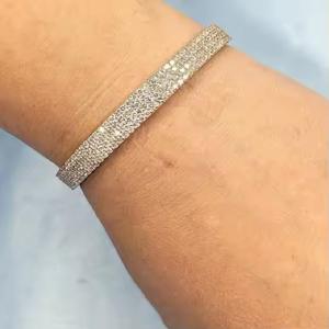 Bracelet de manchette en or rose massif pour femme Bracelet en diamant naturel minimaliste Bracelets à breloques plaqués or Cadeaux de mariée - Product Image 4