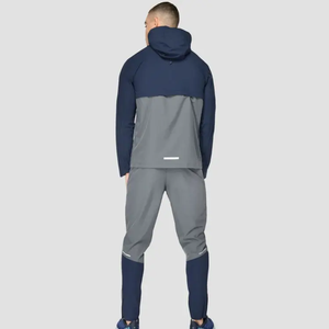 Chándal de dos piezas para hombre, conjunto de ropa deportiva azul marino y gris, chaqueta cortavientos ligera y pantalones para correr - Product Image 3