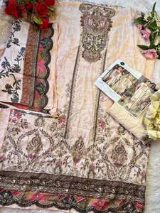 Traje elegante y hecho a mano con bordado pesado con tela china de colores Premium para venta en línea - Product Image 4