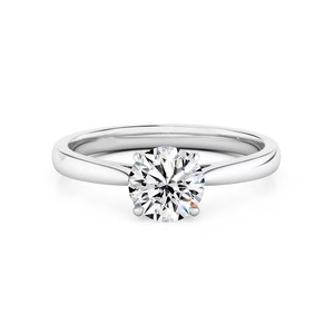 Anillo de Compromiso con Diamante Cultivado en Laboratorio, Corte Brillante Redondo, 1 Ct, F-SI2, Oro Sólido de 14K, Calidad Superior, Cuatro Garras - Product Image 1