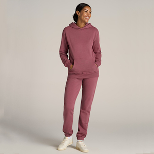 Conjunto Deportivo Personalizado de Pantalón y Sudadera Larga para Mujer, Hecho de Mezcla de Algodón y Poliéster, Felpa Francesa, Lavado Ecológico, con Etiqueta de Logotipo - Product Image 1