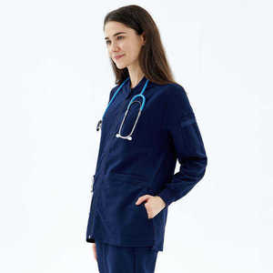 Venta al por mayor personalizado Spandex enfermería médico uniformes chaquetas cierre de cremallera Hospital Scrubs chaqueta - Product Image 1
