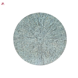 Mesa de Centro Hecha a Mano con Incrustaciones de Nácar Azul, Mueble Elegante con Incrustaciones de Concha para Sala de Estar Contemporánea - Product Image 3