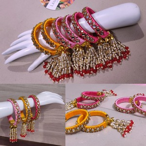 Bracelets en fil de soie traditionnels Rakhi Kundan Bracelets réglables pour femmes mariage Mehndi Sangeet cadeaux de retour de demoiselle d'honneur - Product Image 4