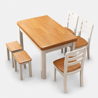 Ensemble table et chaises en bois massif, design moderne et minimaliste, assemblage à mortaise et tenon, mobilier rectangulaire pour la maison, 12 mètres