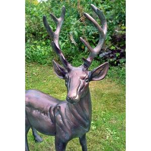 รูปปั้นกวางเรนเดียร์ทำมือวัตถุตกแต่งทำด้วยมือรูปปั้นกวางเรนเดียร์โลหะโบราณพร้อมเขากวางแกะสลักและงานฝีมือ - Product Image 6