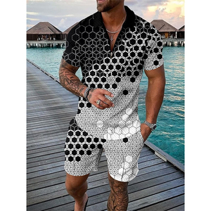 Ensemble t-shirt et short pour homme en tissu polaire respirant pour l'été, avec position et couleur de logo personnalisés - Product Image 3