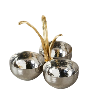 Modern Leaf Design Polished <b>Disposable</b> Metal Luxury Serving Bowl <b>Platter</b> Tray with Butterfly Stand-Custom Gift Bowl - Product Image 6