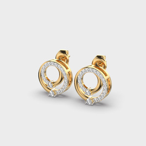 Pendientes de Diamantes Cultivados en Laboratorio con Círculo Abierto Hechos a Medida, Certificados por IGI, Oro Sólido de 14K Amarillo/Blanco/Rosa, Regalo para Aniversario o Fiesta - Product Image 3