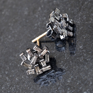 ต่างหูเพชรทรงบาแกตต์ธรรมชาติ ชุบออกซิไดซ์ เงินแท้ 925 แบบเกี่ยวหลัง ทำด้วยมือ เครื่องประดับคุณภาพสูง ขายส่ง - Product Image 4