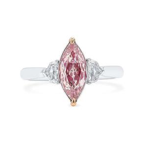 Lab Grown Pink Diamond Marquise Cut Ring CVD Diamond Halo Jewelry 14K White Gold Wedding Ring Lab Created Diamond Jewelry - Product Image 1