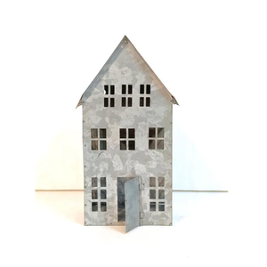 Portavelas con forma de Casa de metal galvanizado de diseño de lujo para decoración del hogar y fiestas de Navidad - Product Image 1