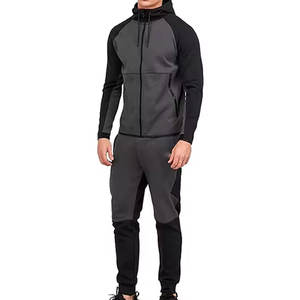 Survêtement de sport pour homme en coton respirant 100% grande taille pour l'hiver, vêtements de sport de fitness, molleton technique, jogging deux pièces - Product Image 1