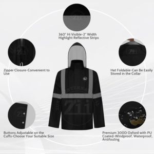 Vêtements de sécurité réfléchissants de classe 2 ANSI pour hommes, veste d'hiver imperméable réversible en coton, sweat-shirts, logo personnalisé, éclairage LED - Product Image 2