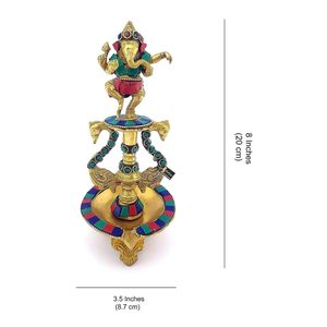 Diya de Latón Ganesh de Calidad de Exportación, Diya de Latón Hecha a Mano con Tallado Intrincado para Decoración del Hogar y Festivales - Product Image 2