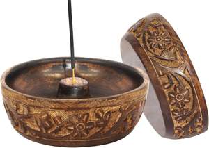 Incensario Religioso de Madera con Recipiente para Cenizas, Quemador de Aromaterapia Artesanal para una Combustión Uniforme y Limpia - Product Image 6