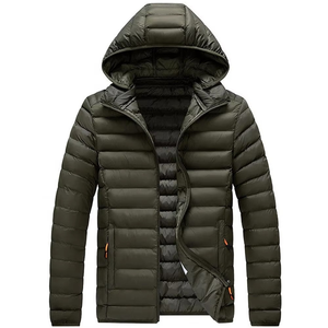 เสื้อแจ็คเก็ตขนเป็ดน้ำหนักเบามีซิปสำหรับผู้ชาย, เสื้อโค้ทขนเป็ดมีฮู้ดคอปกอบอุ่นสไตล์ลำลองสำหรับฤดูใบไม้ร่วง - Product Image 3