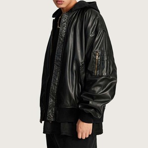 Veste de motard en cuir noir pour hommes avec poches supplémentaires et ceintures Veste de motard tendance - Product Image 3