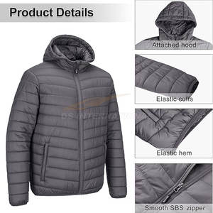 Veste matelassée pour hommes avec capuche Manteau d'hiver léger et compressible avec tissu résistant à l'eau et fermeture éclair Garage Bulk Custom - Product Image 6
