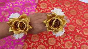 สายรัดข้อมือดอกกุหลาบเทียมสำหรับอินเดียปากีสถาน haldi Sangeet และงานแต่งงานผู้หญิงพลาสติกจัสมินผม - Product Image 4