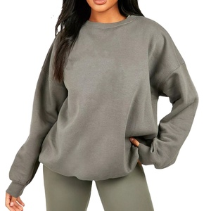 2025 Color negro cuello redondo algodón Casual de gran tamaño personalizado bordado mujeres sudadera Lisa mujeres sudaderas transpirables - Product Image 1