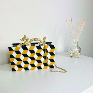 Bolso de mano brillante de resina y madera, estilo bohemio vintage, para mujer, ideal para fiestas, eventos nocturnos y bodas, de la India. - Product Image 2