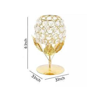 Vela votiva de diseño antiguo hecha a mano pura de forma redonda grande con color dorado y pieza única chapada en cristal a un precio asequible - Product Image 2