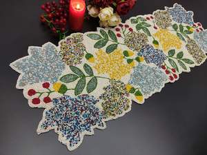 Chemin de table floral perlé fait à la main de luxe pièce maîtresse multicolore pour décor d'Halloween de table à manger - Product Image 3