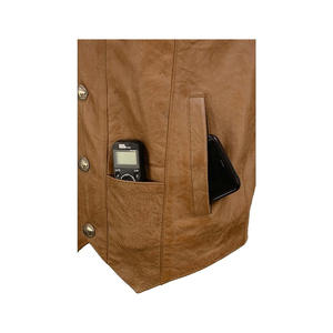 Nouveau gilet de moto décontracté pour hommes Gilet de moto en cuir de vachette - Product Image 4