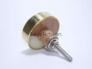 Elegante Tirador de Cajón Decorativo de Madera y Mármol, Tamaño Grande, Calidad Premium, Color Marrón y Blanco - Product Image 2