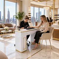 Tables et chaises professionnelles pour ongles, ensembles de luxe pour salon de beauté, table de manucure blanche
