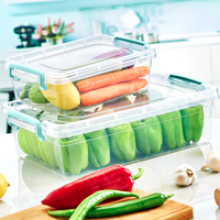 Boîte de rangement empilable transparente en PP de 2 L avec couvercles hermétiques à verrouillage, moulée par injection, pour l'organisation des aliments dans la cuisine et le garde-manger