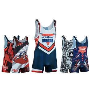 Diseño personalizado camiseta de lucha libre para adultos transpirable estiramiento de cuatro vías secado rápido LICRA/poliéster ropa deportiva impresión por sublimación - Product Image 1