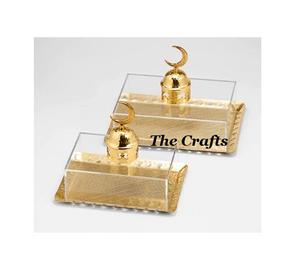 Bandeja de servicio de acrílico y metal de diseño islámico con asas en forma de Luna Bandeja de chocolate especial de Ramadán de la mejor calidad - Product Image 3