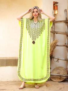 Vestidos largos caftán de manga larga para mujer de maternidad de etiqueta privada Venta caliente blanco colorido negro bordado tamaño libre Casual - Product Image 2