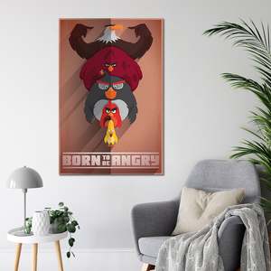 Póster moderno en lienzo de Angry Birds 'Born to Be Angry' con marco negro para decoración de pared - Product Image 2