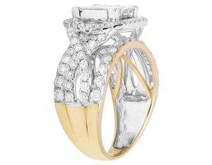 Princesa y corte redondo Moissanite diamante joyería de boda única en dos tonos anillo de plata chapado en oro para mujer - Product Image 2