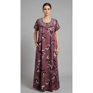 Camisón Largo Bordado con Flores para Mujer, Tela Suave y Transpirable con Bolsillo Lateral, Camisón Largo Cómodo - Product Image 3