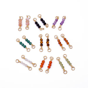 Paire de perles de rubis naturelles, connecteur à breloques en pierres précieuses, plaqué or, accessoires de fabrication de bijoux - Product Image 3