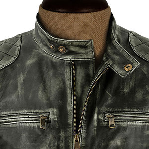 Veste en cuir pour homme FADE, veste en cuir café, veste de moto pour homme, streetwear tendance, veste de motard, coupe ajustée, veste d'automne et d'hiver - Product Image 4